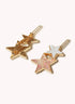 Marbelized Star Duo Clip - Colors: Pink Irridescent Sparkle & Mother of Pearl White